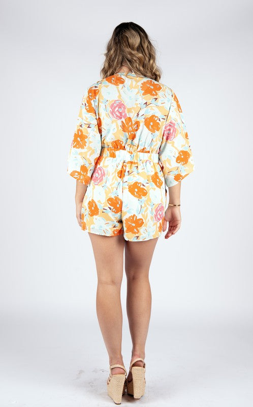 MEET ME IN SANTORINI Floral MOLLY TieBust Short Romper