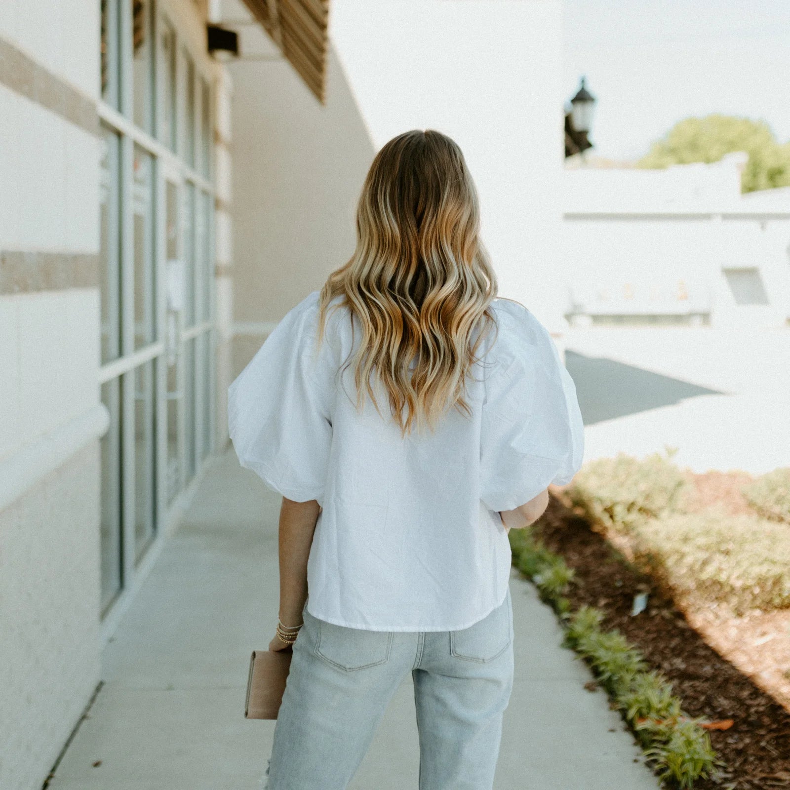 FREE PEOPLE Crochet Front BARDOT PuffSleeve Woven Top
