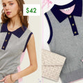 BAKERSVILLE ColorBlock Sleeveless Polo Top