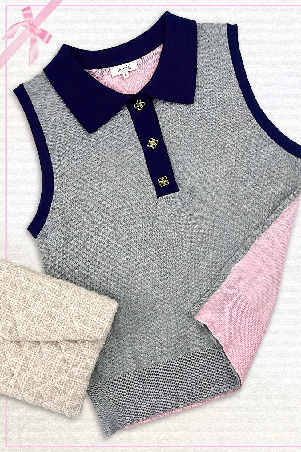BAKERSVILLE ColorBlock Sleeveless Polo Top