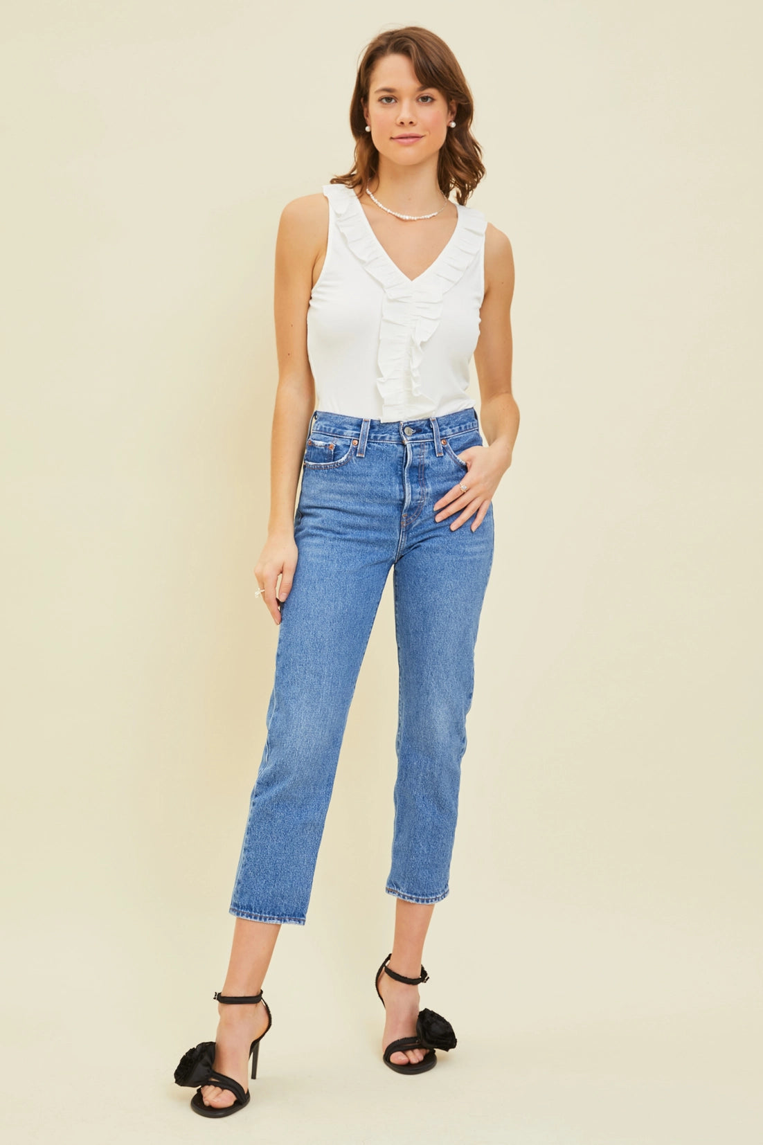 TAYLOR RuffleFront V-Neck Bodysuit