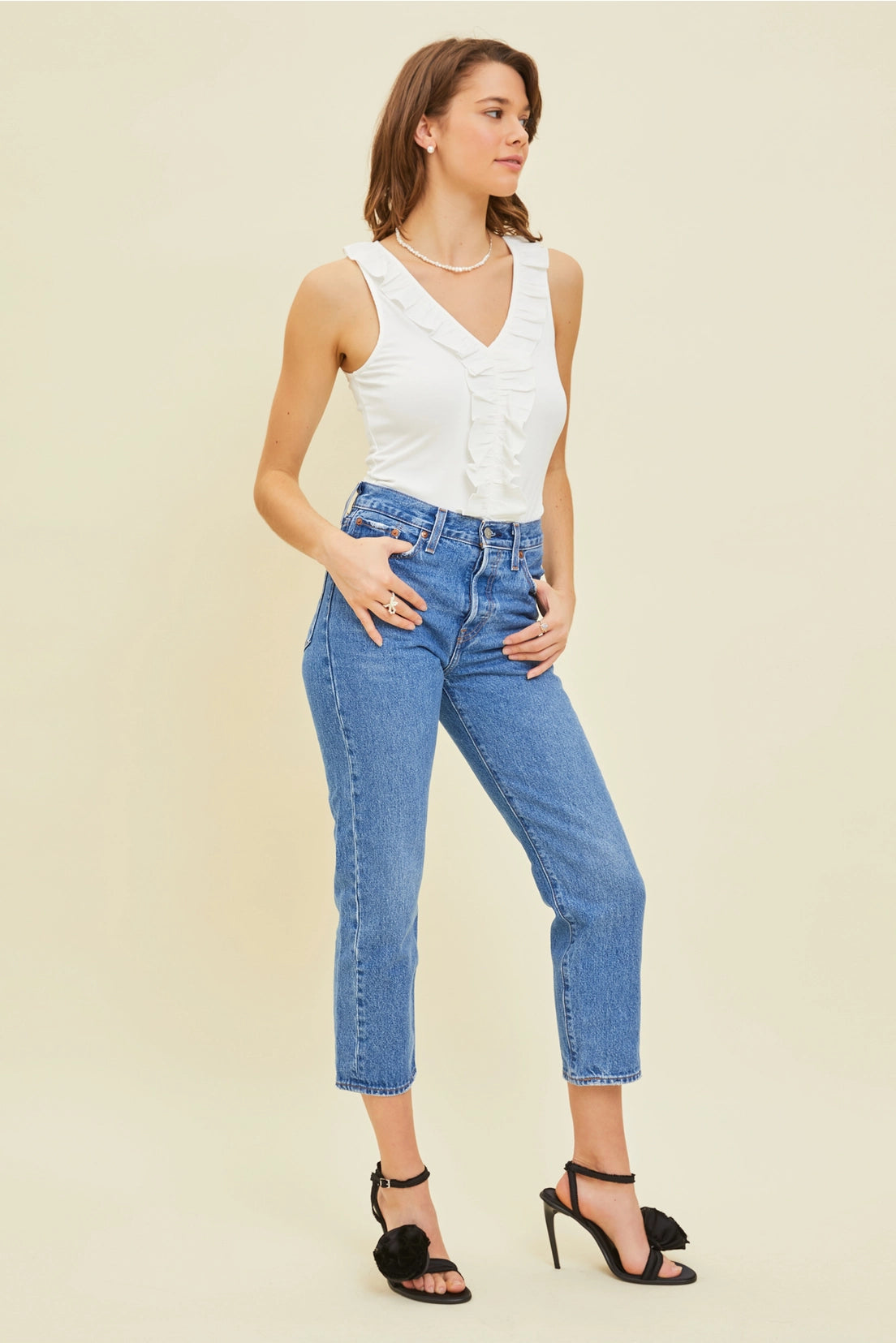TAYLOR RuffleFront V-Neck Bodysuit