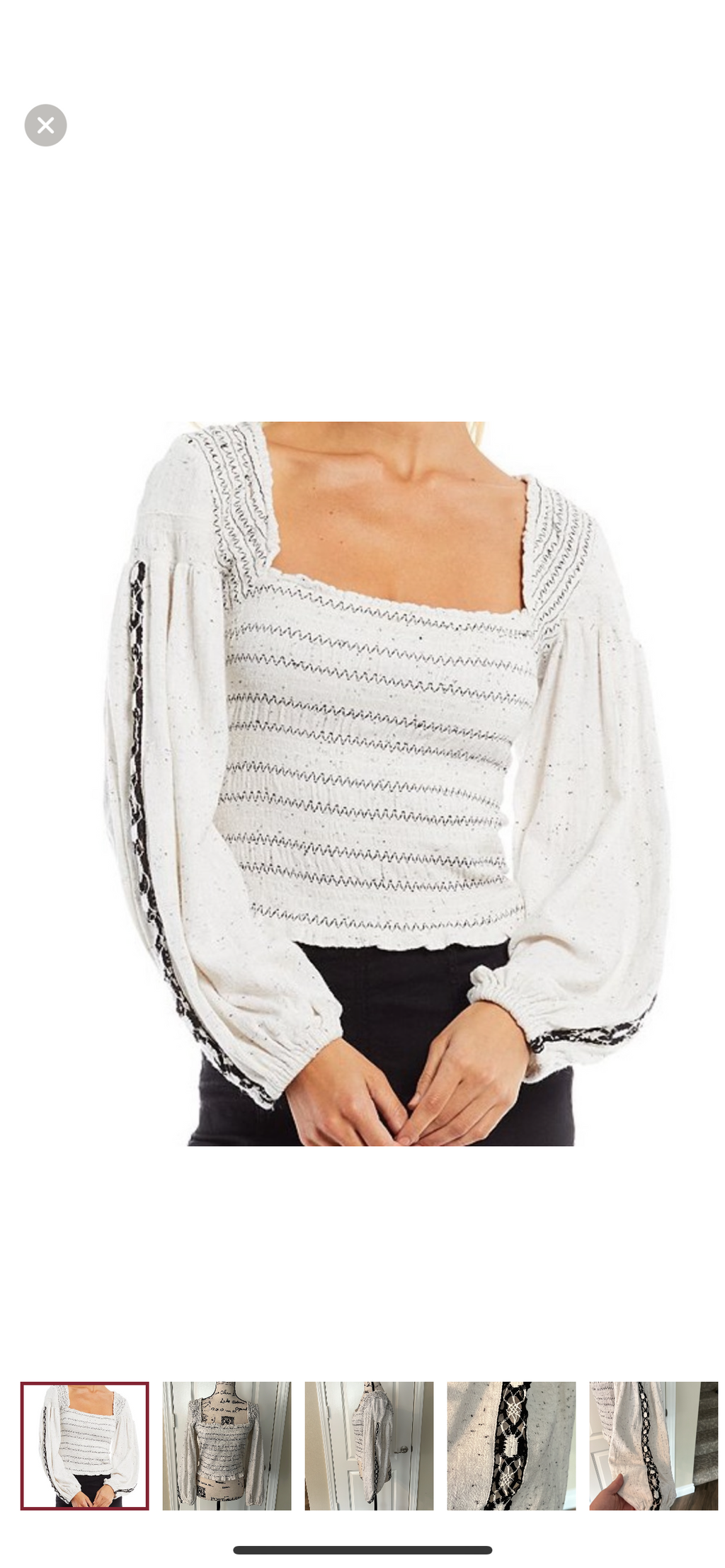 FREE PEOPLE Embroidered~Sleeve MAGGIE Smock~Bust Top