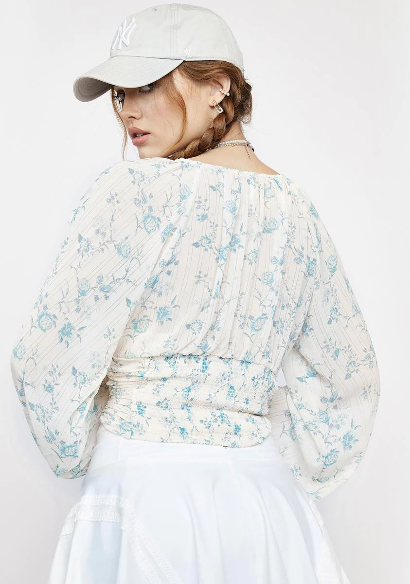 FREE PEOPLE Floral FINAL ROSE Ruche Bodice Top