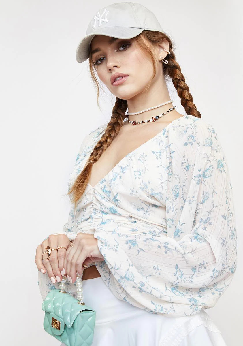 FREE PEOPLE Floral FINAL ROSE Ruche Bodice Top