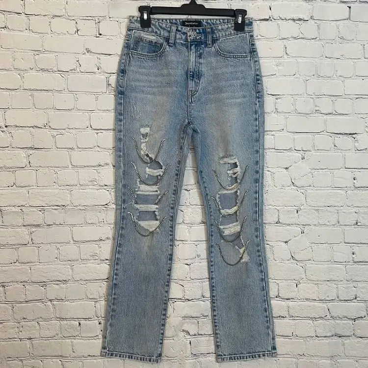 JUICY COUTURE Rhinestone BLING Distressed Jean