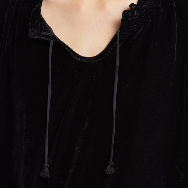 FREE PEOPLE Velvet TERESE Puff Sleeve Tie Neck Top