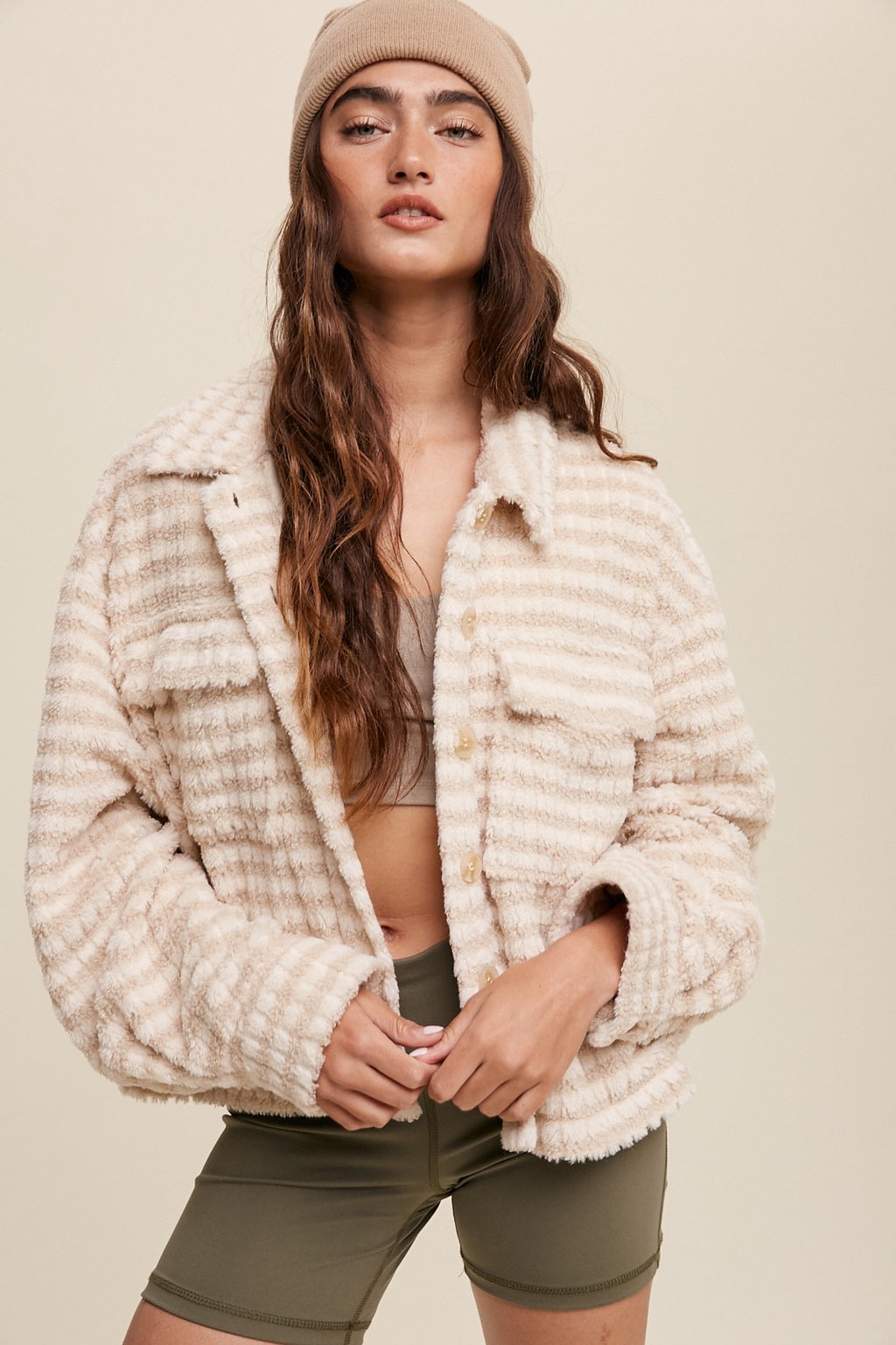 LONG SHOT Plaid Fleece Shacket