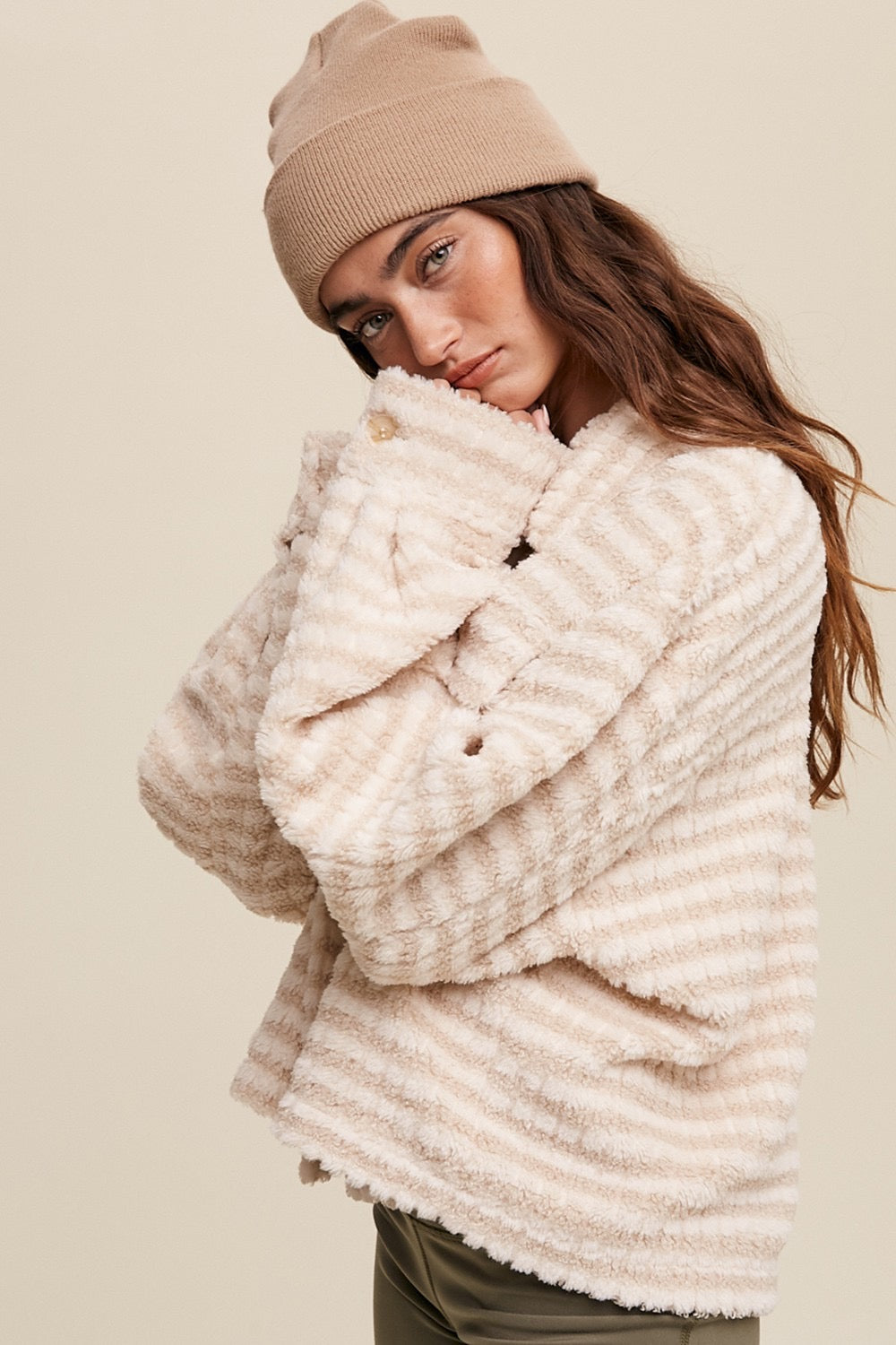LONG SHOT Plaid Fleece Shacket