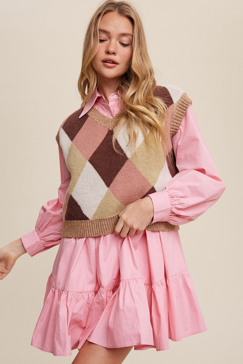 *COAST Argyle WaistCrop Sweater Vest