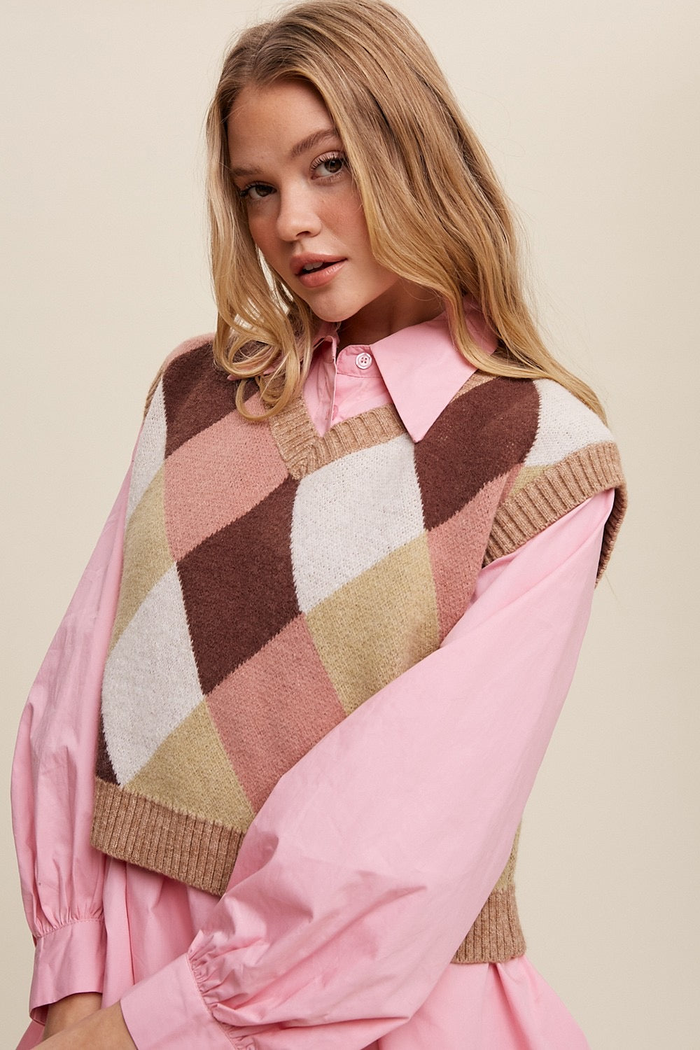 *COAST Argyle WaistCrop Sweater Vest