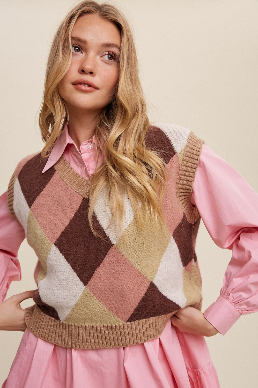 *COAST Argyle WaistCrop Sweater Vest