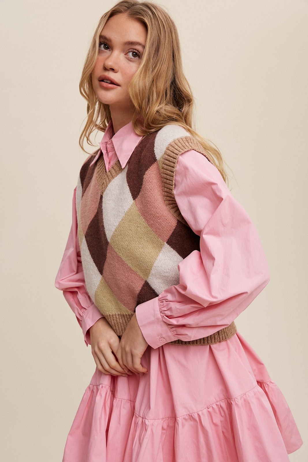 *COAST Argyle WaistCrop Sweater Vest