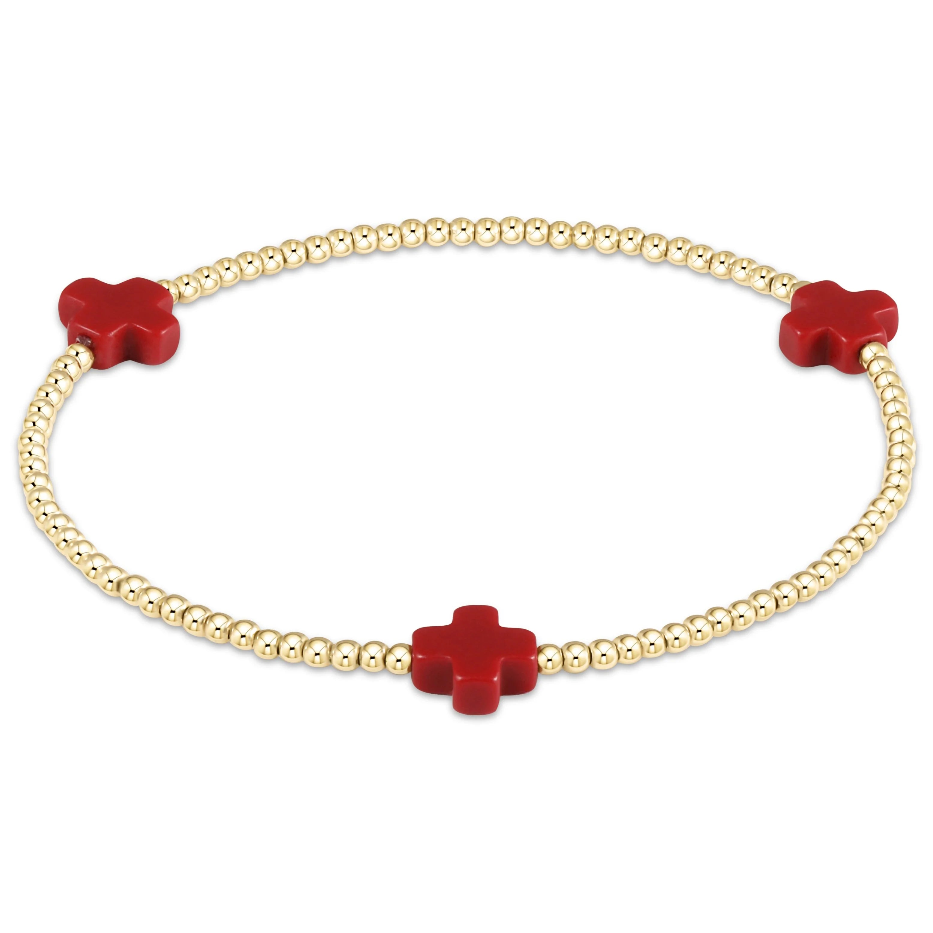 ENewton Signature CROSS Gold Pattern 2mm Bead Bracelet