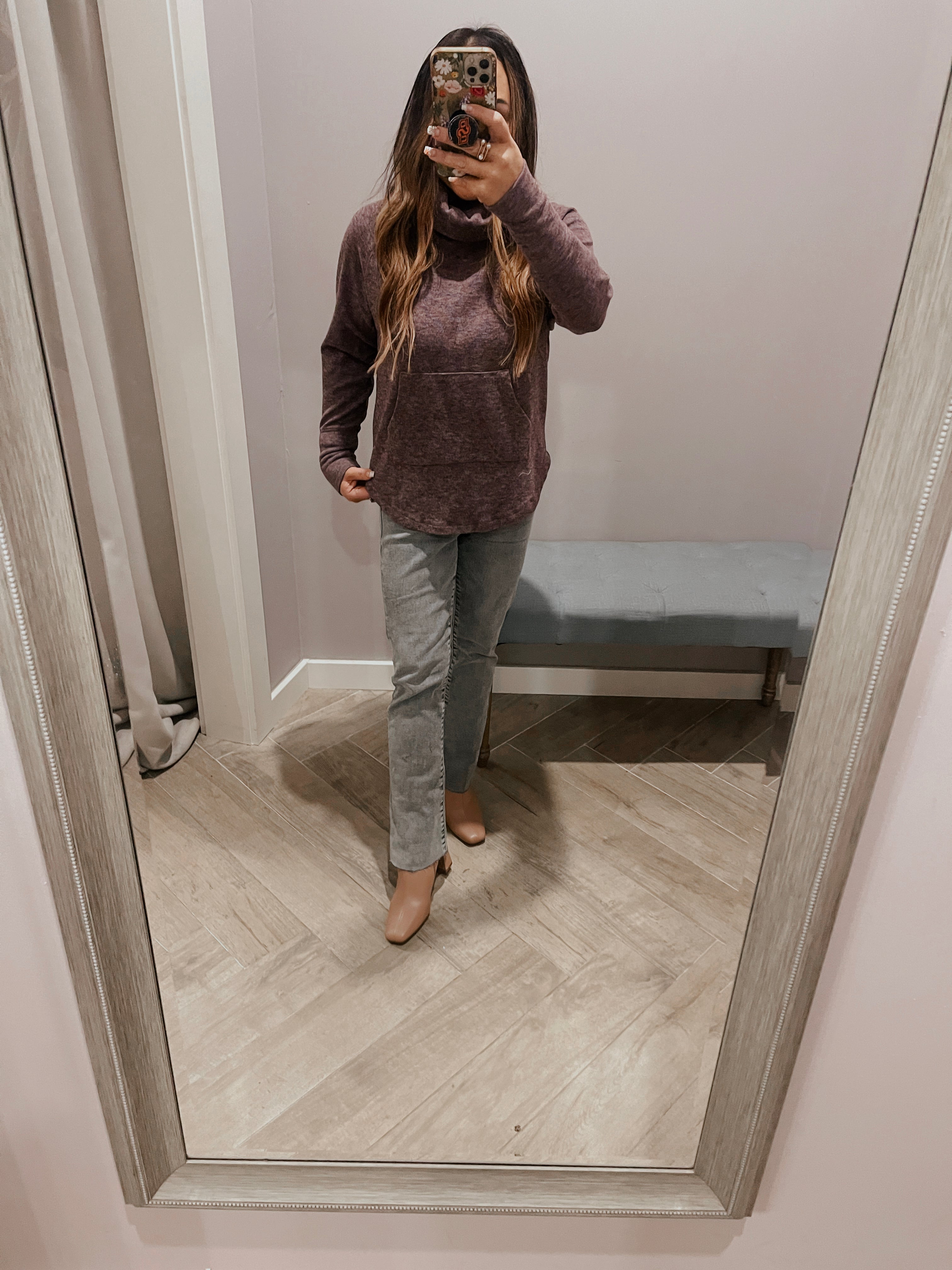 *BOBI Cozy BOSTWICK Heather Knit Funnel Neck Pullover