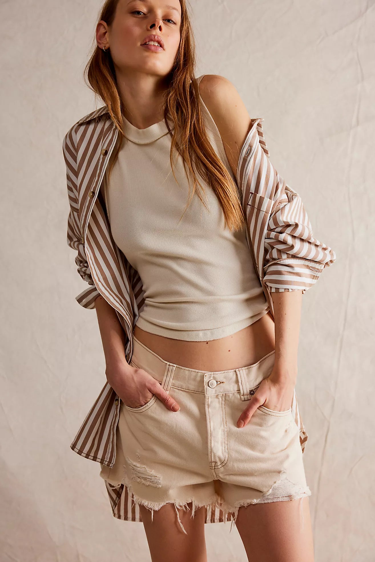 FREE PEOPLE Distressed NOW OR NEVER Denim Short