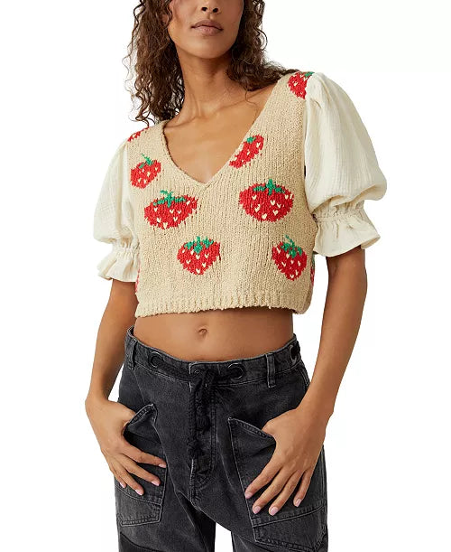 FREE PEOPLE Strawberry Jam Sweater Top