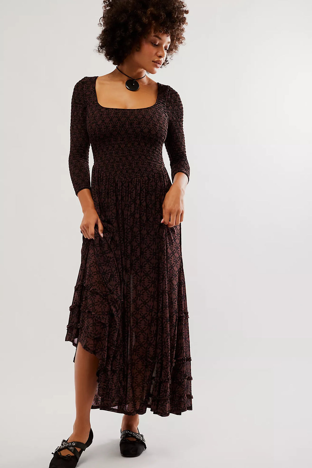 FREE PEOPLE Floral ITS FATE MIDI Dress