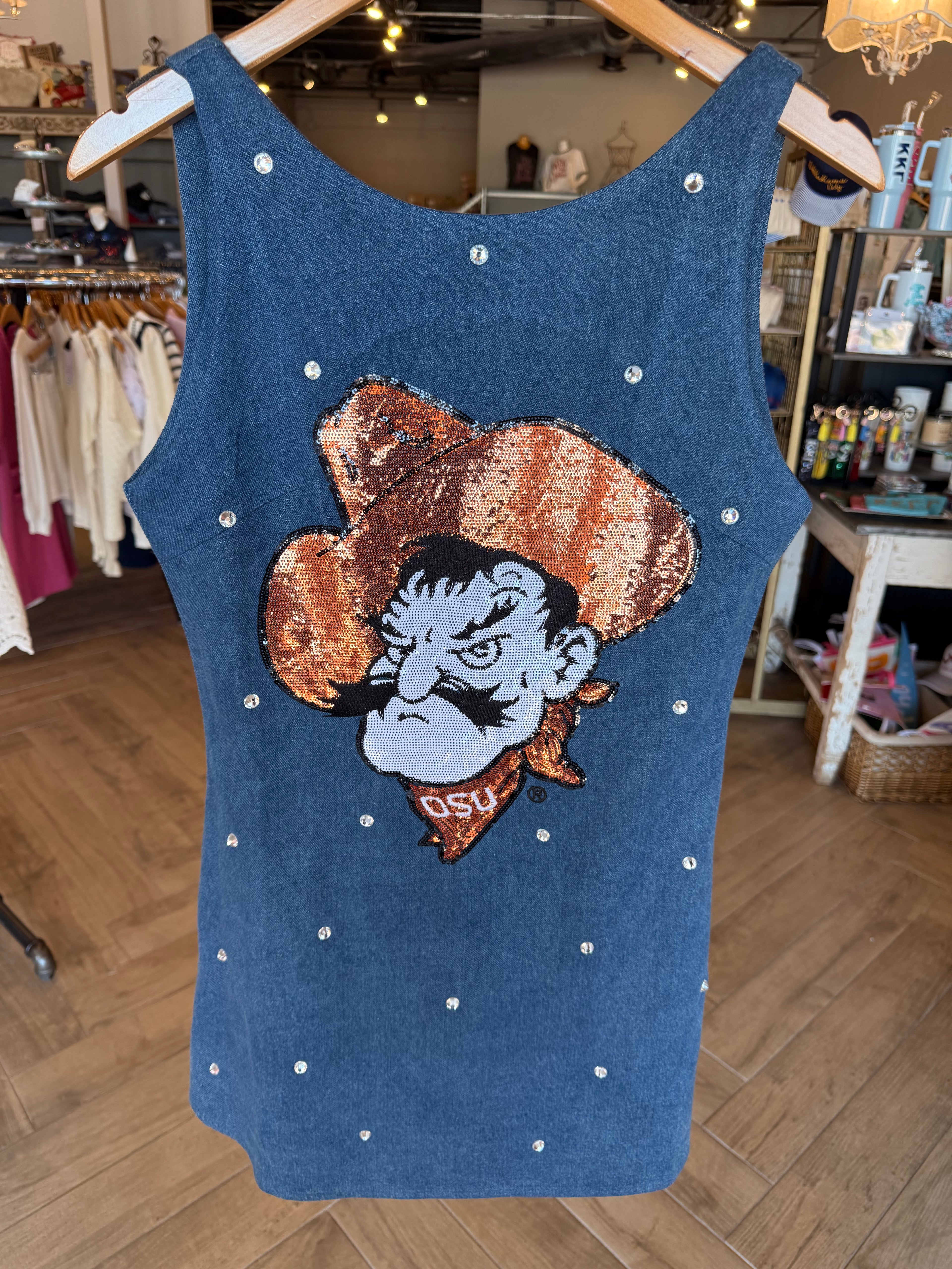 Queen of Sparkles Licensed Pistol Pete Denim Dress