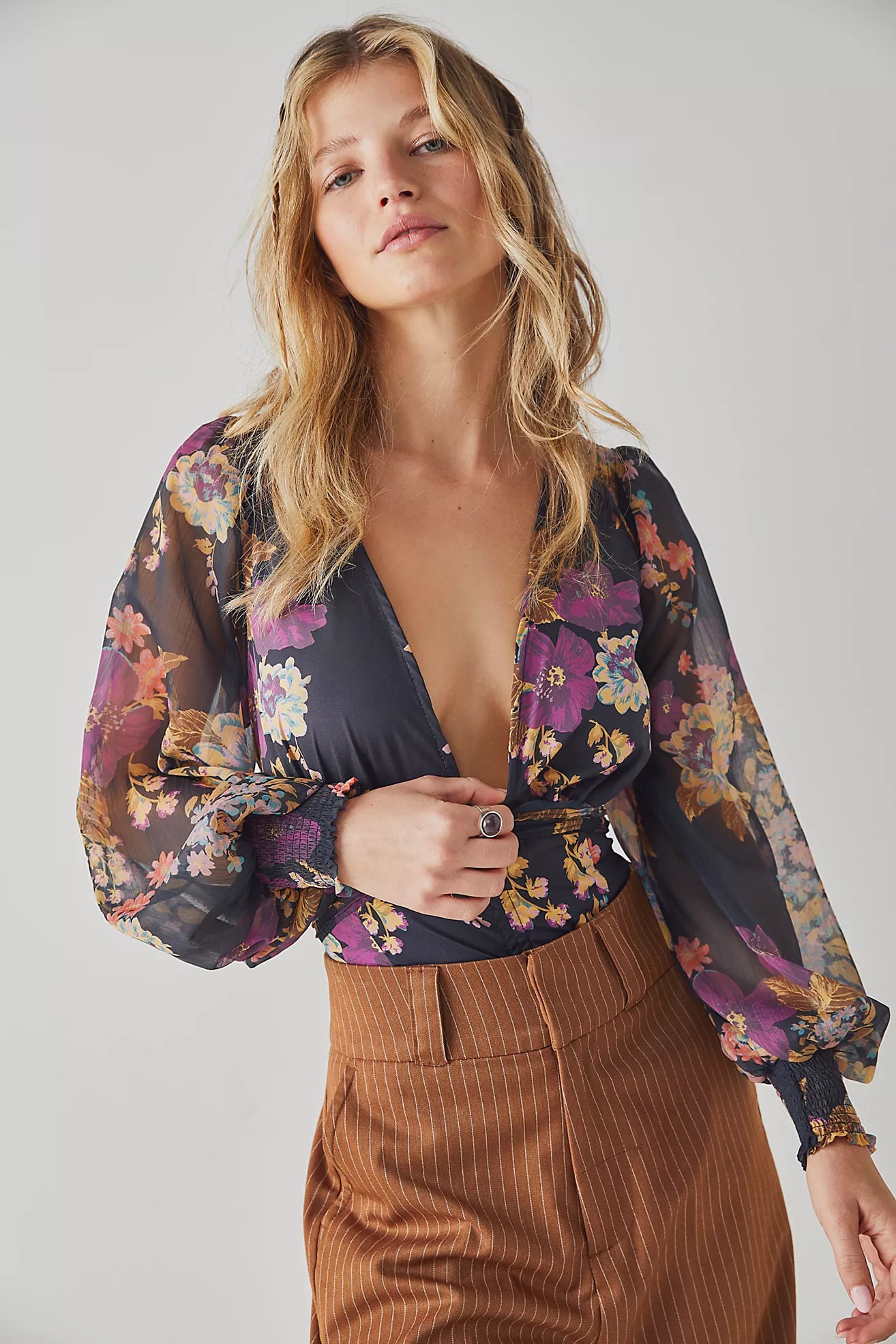 FREE PEOPLE Floral WANDERLUST Bodysuit Top