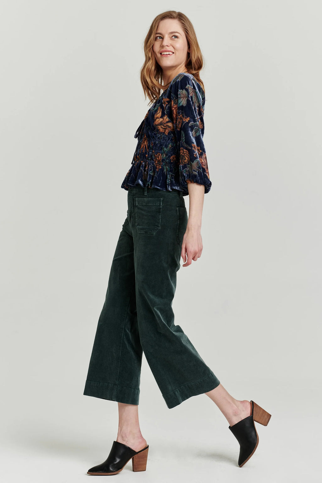 *ANOTHER LOVE Burnout FLORA Velvet Peplum Top