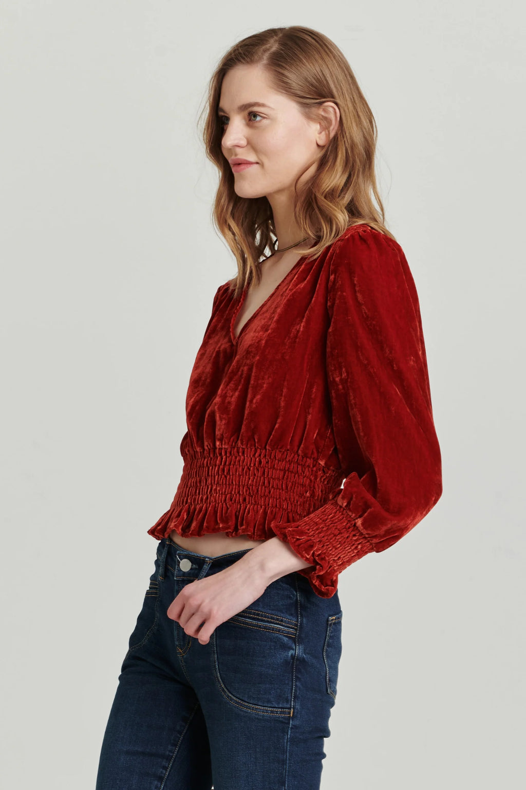 ANOTHER LOVE Velvet CANDICE Sheared Waist Top