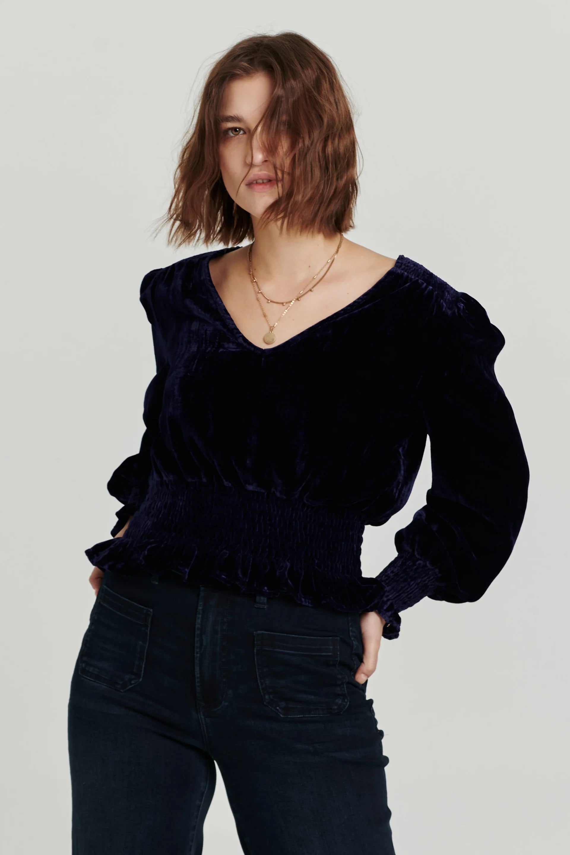 ANOTHER LOVE Velvet CANDICE Sheared Waist Top