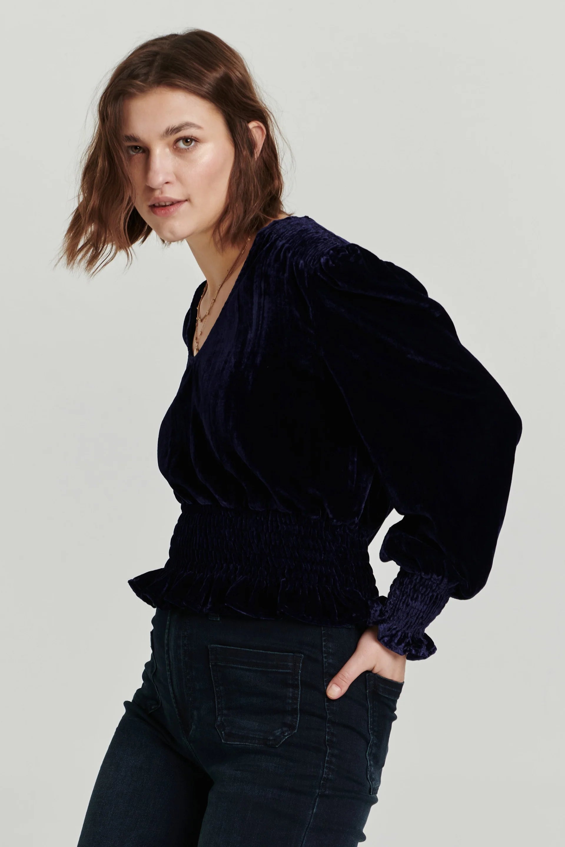 ANOTHER LOVE Velvet CANDICE Sheared Waist Top