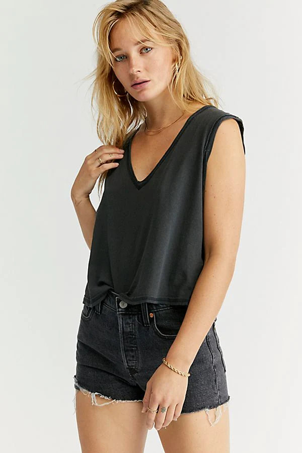 FREE PEOPLE MineralWash DREAMY V-Neck Muscle Tank Top