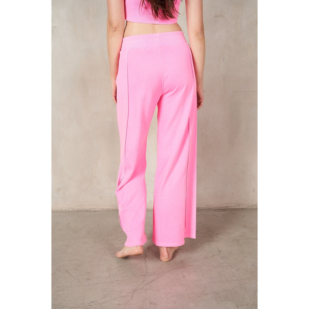 RISEN 2-Piece HalterNeck RibMix WideLeg Pant Set