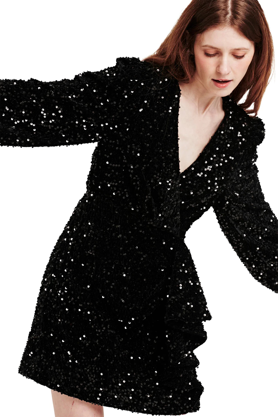 DEAR JOHN Sequin MINA Velvet CrossOver Wrap Dress