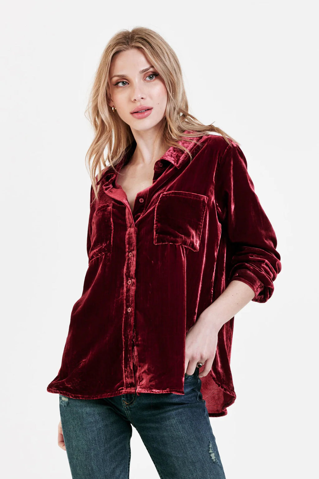 DEAR JOHN Velvet WRENLEY ButtonDown Top