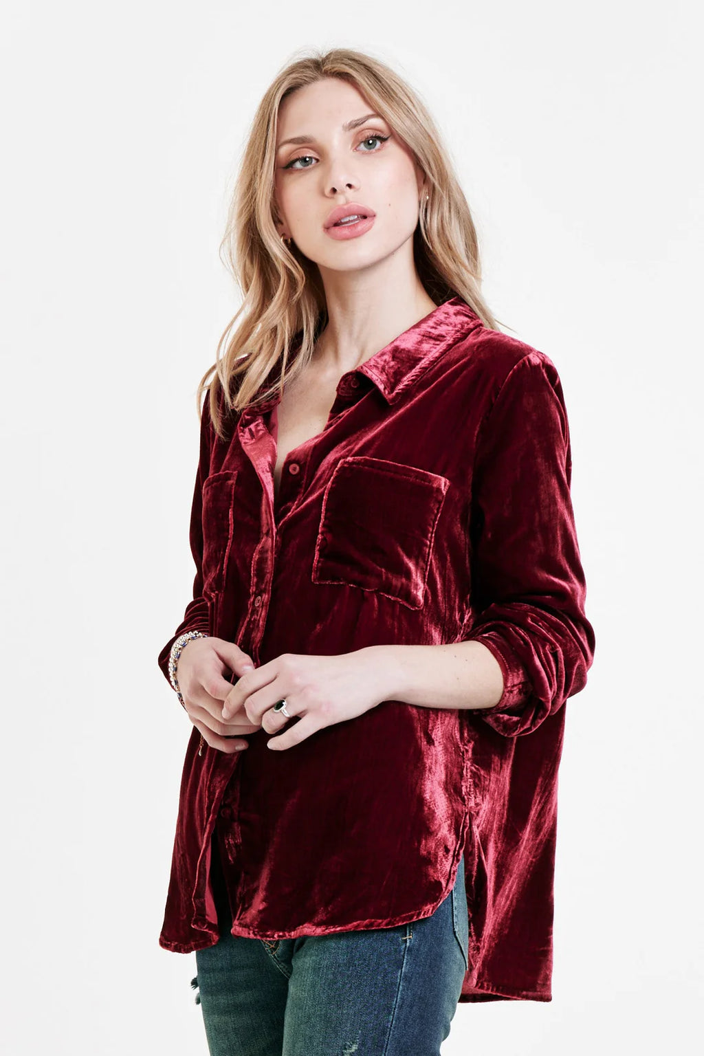 DEAR JOHN Velvet WRENLEY ButtonDown Top