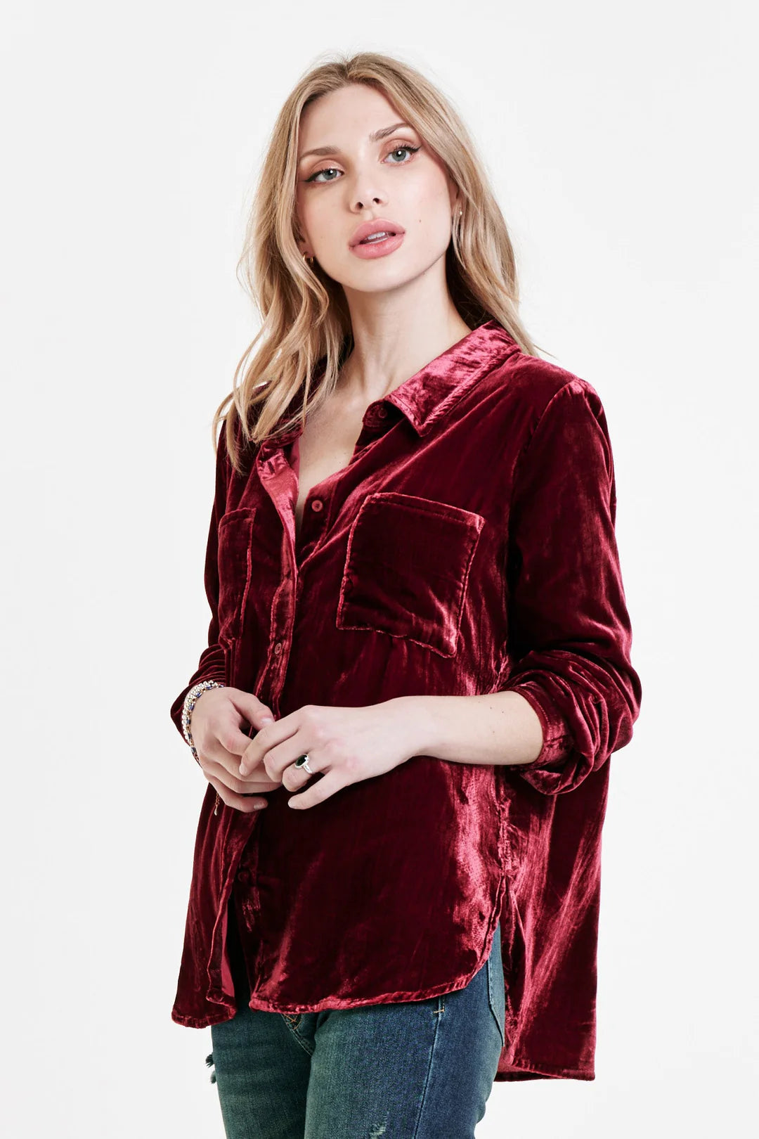 DEAR JOHN Velvet WRENLEY ButtonDown Top