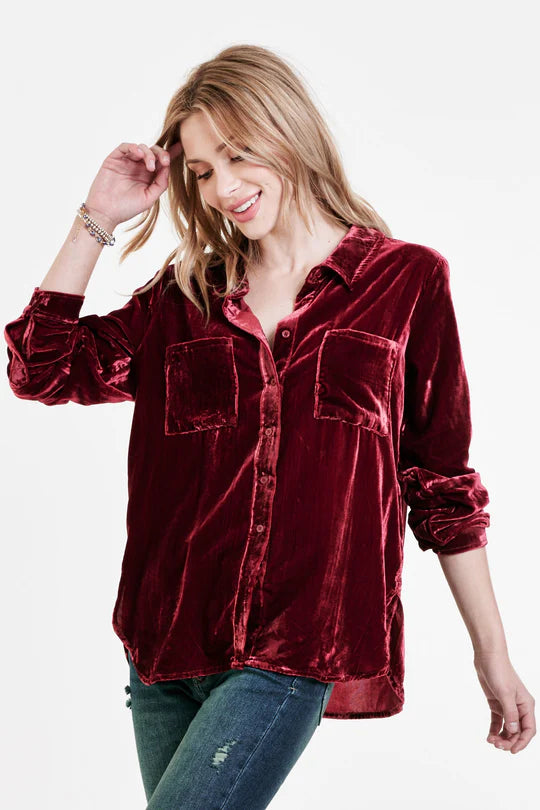 DEAR JOHN Velvet WRENLEY ButtonDown Top