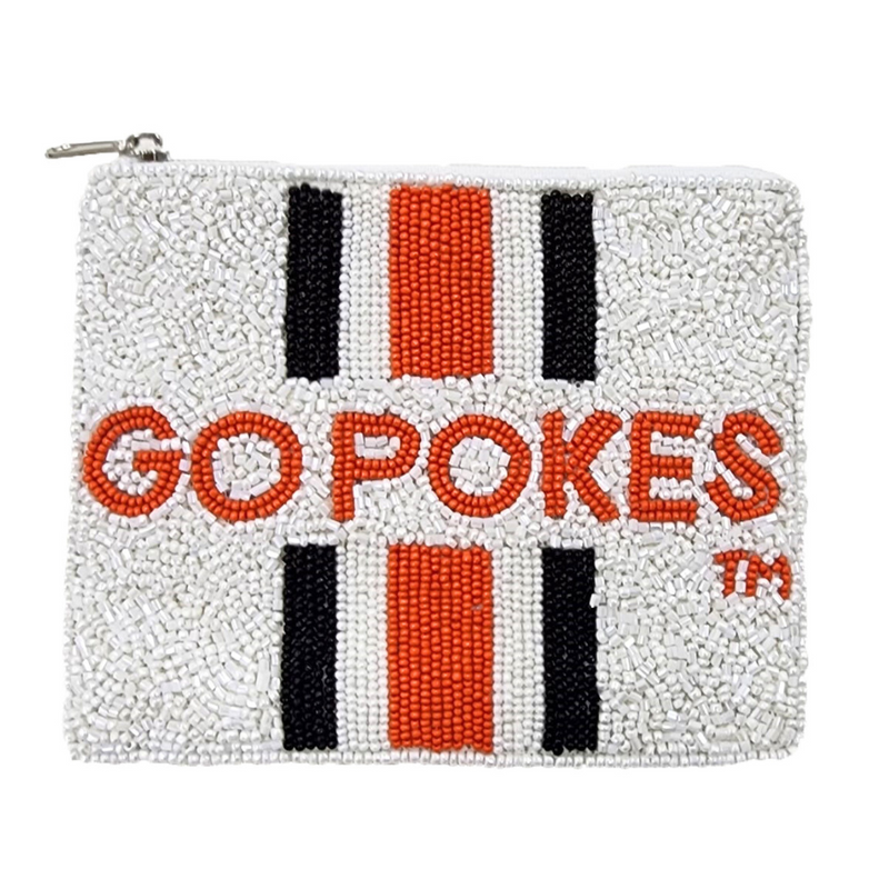 Beaded NCAA Pouch GO POKES