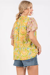 IN MY HEAD Contrast Floral Print Blouse Top