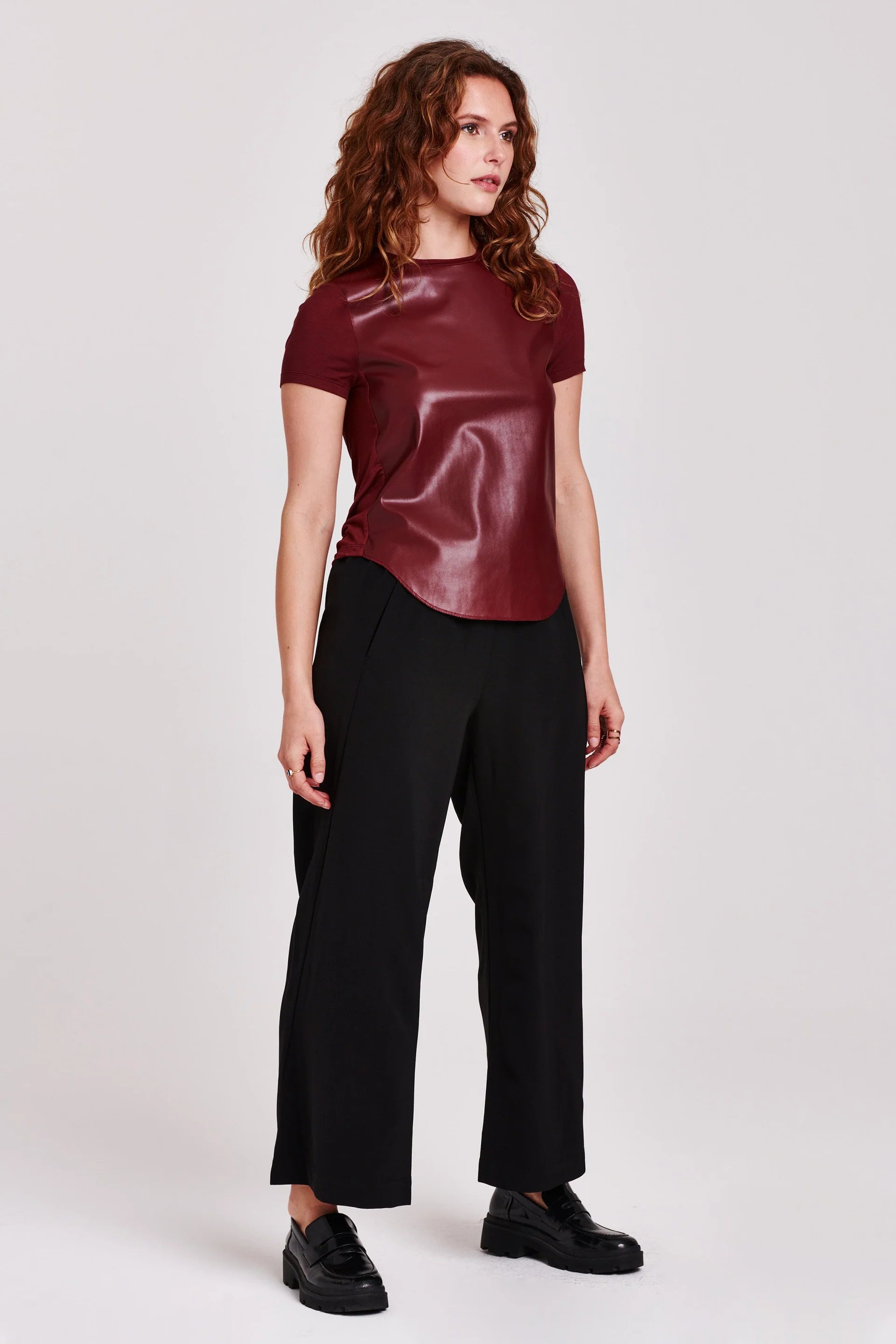 ANOTHER LOVE Vegan Leather ELAINA Short Sleeve Top