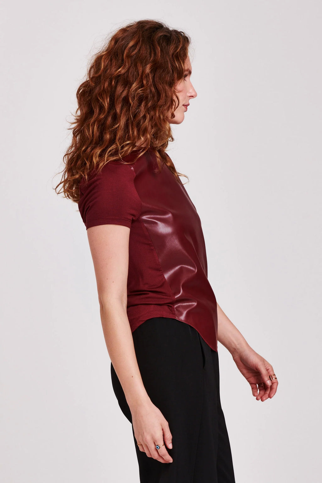 ANOTHER LOVE Vegan Leather ELAINA Short Sleeve Top