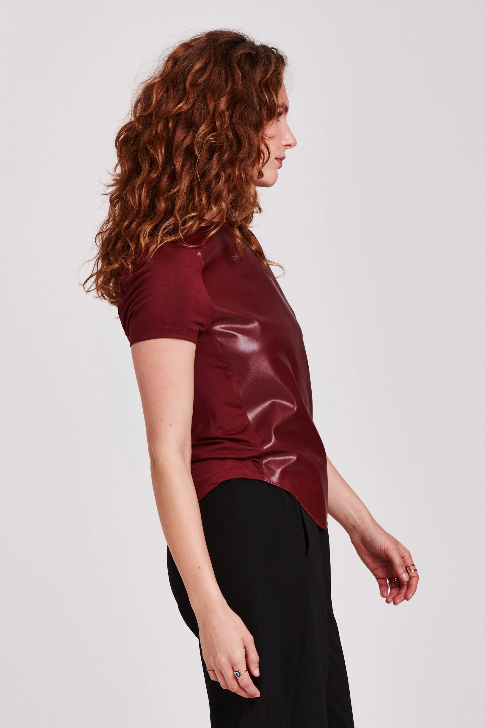 ANOTHER LOVE Vegan Leather ELAINA Short Sleeve Top