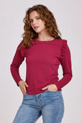 *ANOTHER LOVE RuffleSleeve CAMDEN Textured LongSleeve Top