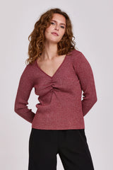 ANOTHER LOVE Ruched Bust LEIGHTON Lurex RibKnit Top