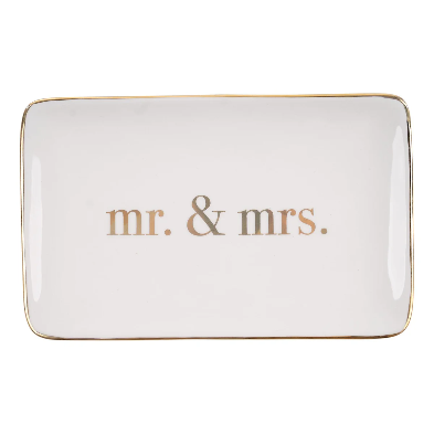 GLORY HAUS White/Gold MR & MRS Trinket Tray