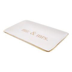 GLORY HAUS White/Gold MR & MRS Trinket Tray