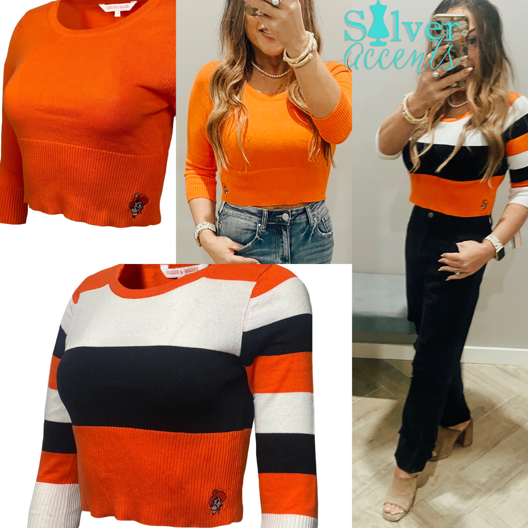 S&G Ok State PISTOL PETE Crop Sweater Top