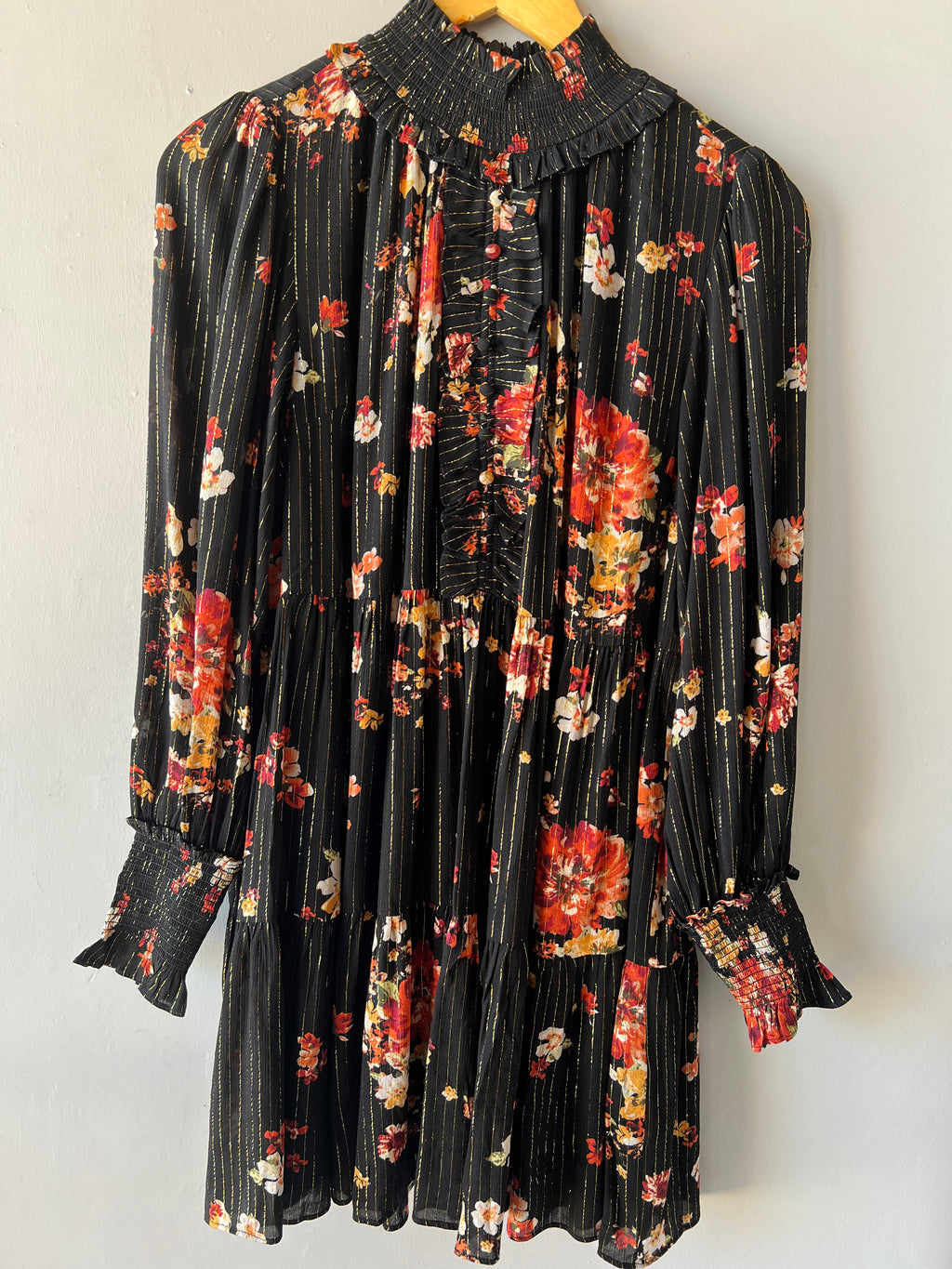 *FORESEE Lurex Floral High-Neck Midi Dress