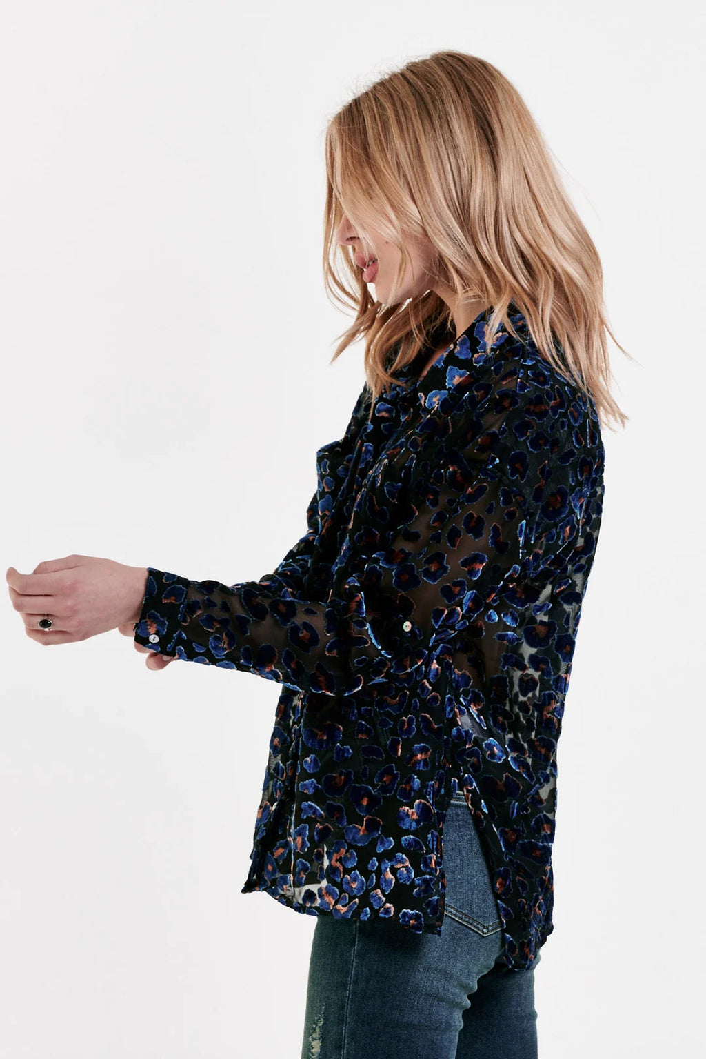 DEAR JOHN Velvet BurnOut ARIANNA ButtonDown Top