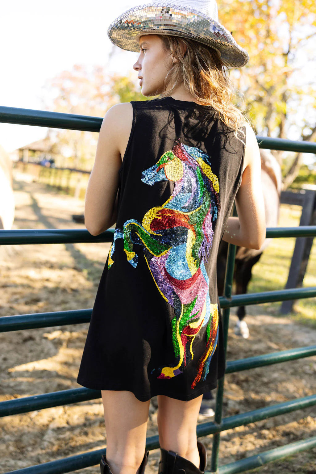 QUEEN OF SPARKLES Sequin HORSE Tank Dress