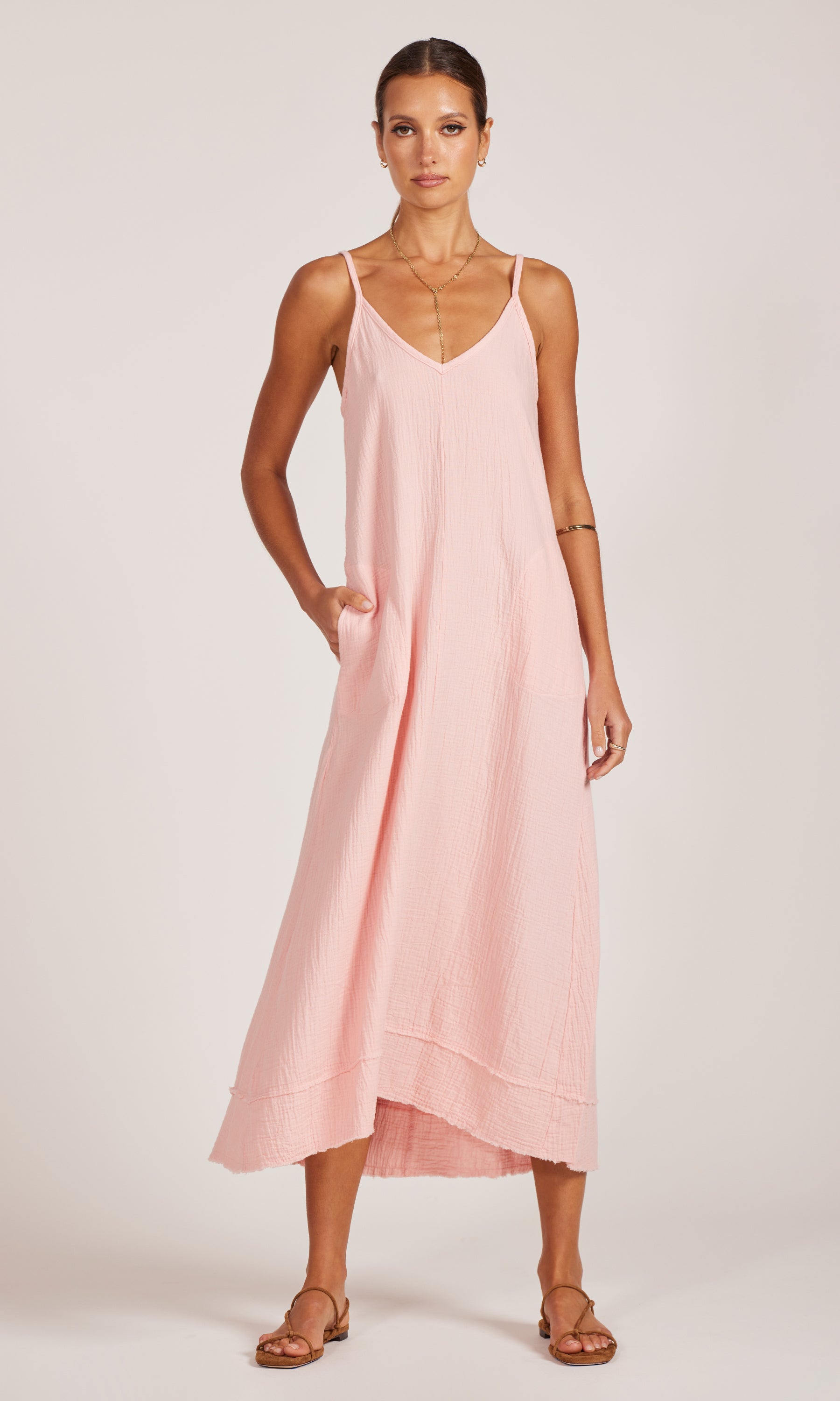 Bobi HIGHLOW Midi Tank Dress - SHRIMP