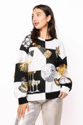 QUEEN OF SPARKLES Black & White Checkered NYE Icon Sweatshirt
